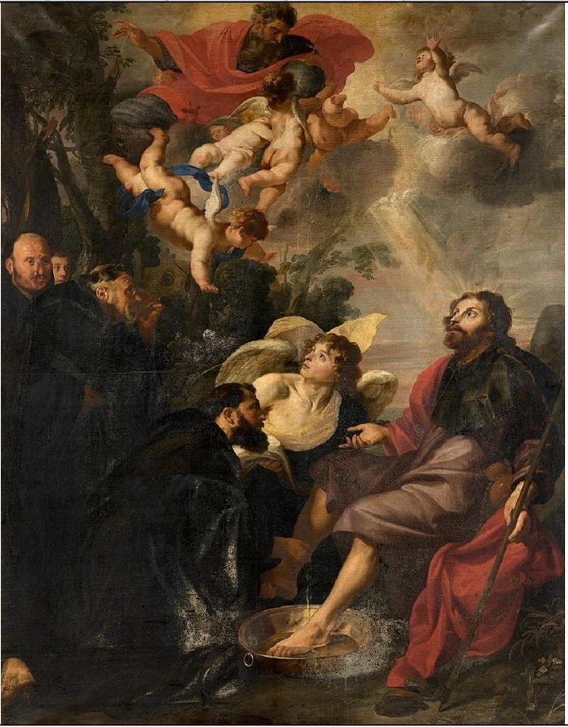 Sant'Agostino d'Ippona lava i piedi a Cristo